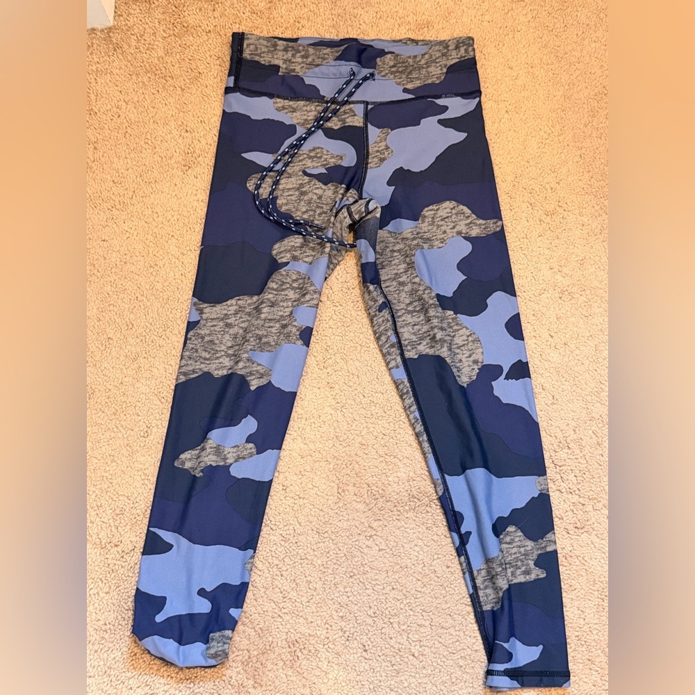 aerie Blue and Gray Camo Leggings with Drawcord Waist